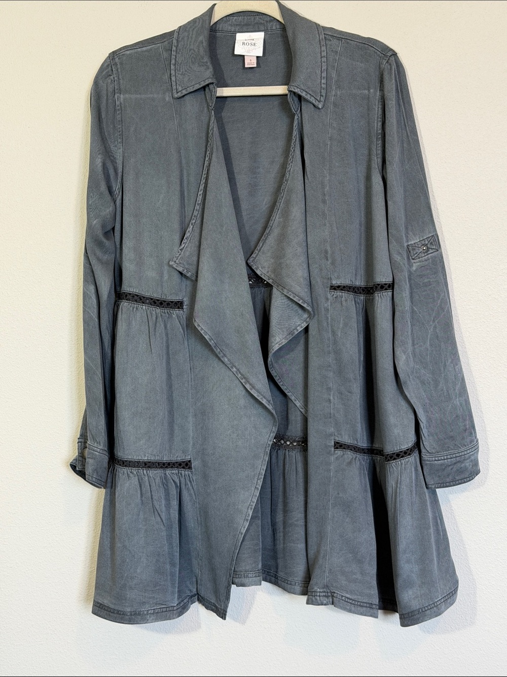 Knox Rose Washed Gray Duster Jacket, size Small